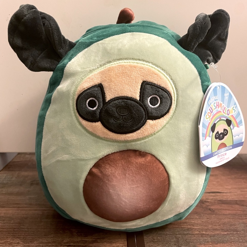 Squishmallows Prince the Avacado Pug 8" NWT